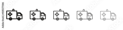 Ambulance icon. Thin line illustration. outline drawing, Editable stroke