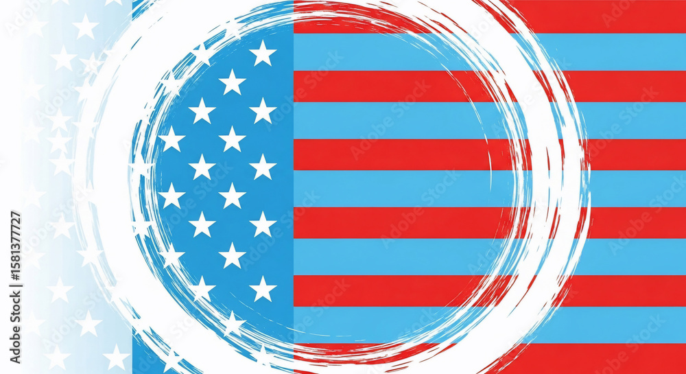 Obraz premium USA flag graphic with brush strokes. A patriotic display of freedom and national pride for American holidays, campaigns, and political graphics