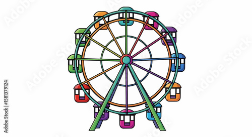 Vibrant Vector Ferris Wheel Illustration A Colorful Carnival Ride for Your Designs