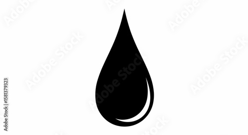 Vector Illustration of a Black Water Drop Purity and Essential Liquid Element