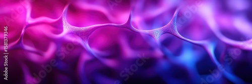 Glowing neural network with chaotic blue and pink patterns