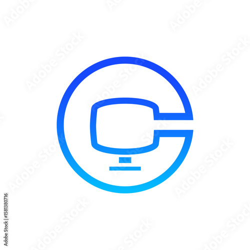  Letter C and Monitor Logo