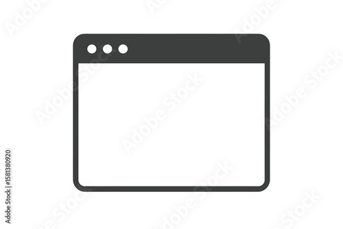 Minimalist Web Browser Window Icon. Flat Vector Illustration of Simple Internet Browser Interface. Blank UI Template. Modern Graphic Resource for Web Design, App Mockup, User Interface Concept