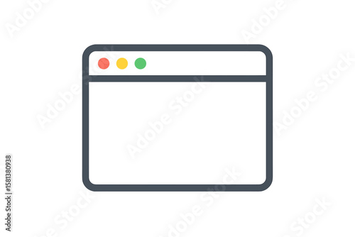 Simple browser window flat vector icon, internet browser interface, minimalistic flat style graphic, clean UI design, digital window frame, vector illustration.