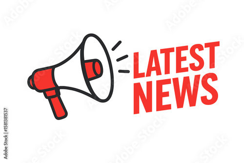 Latest news megaphone vector illustration. Loudspeaker announcement icon. Breaking news symbol. Communication concept. Public promotion marketing. Media broadcast information.