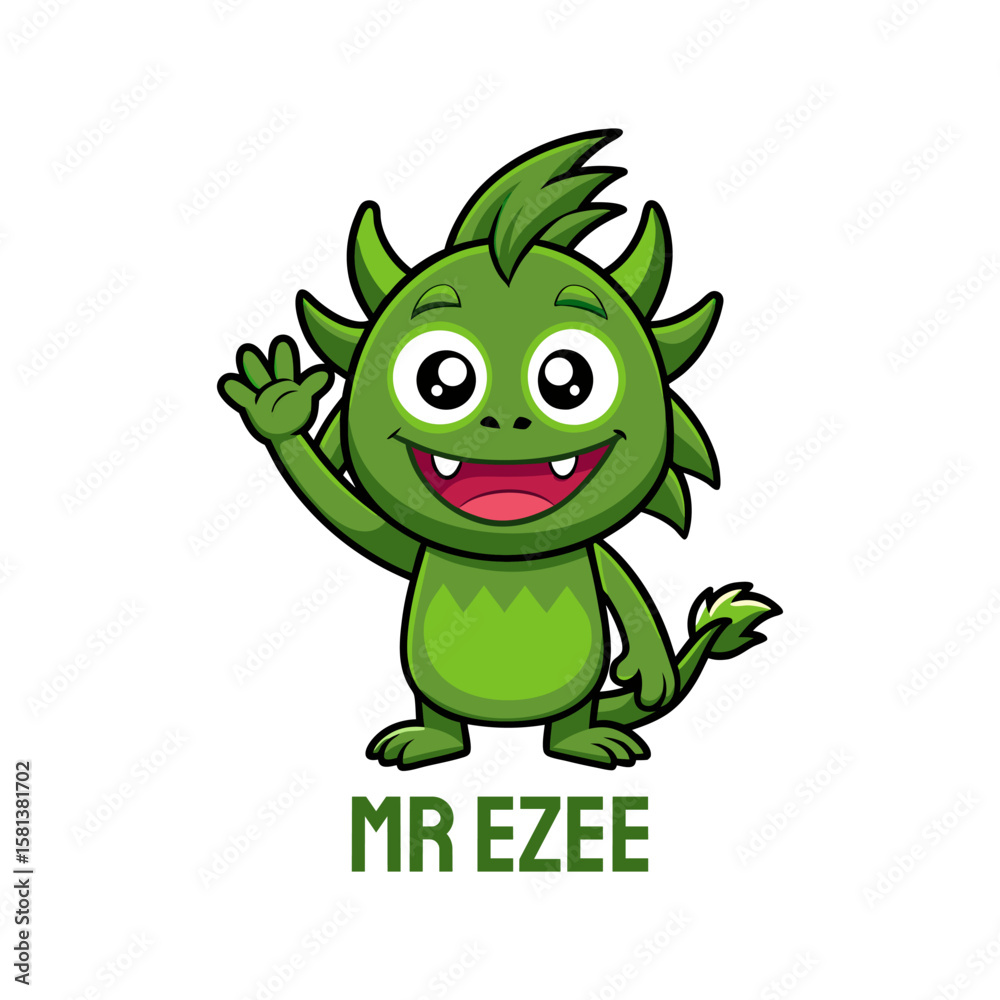 Fototapeta premium Cute Green Monster Mascot Mr. Ezee