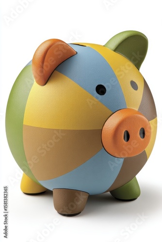 A colorful piggy bank, isolated on white background Ideal for finance and saving themes - cash security stability