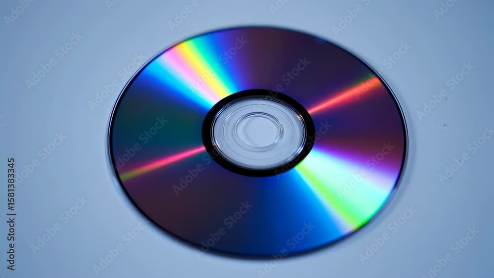 Reflective CD-ROM Disc: Rainbow Light Play, Data Storage, Close-up Reflective CD-ROM Disc: Rainbow Light Play, Data Storage, Close-up