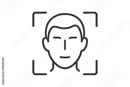 "Face Recognition Technology. Icon of a man’s face in a digital scanning frame. Security system, biometric recognition, and privacy concept. Facial recognition software. Scanning system."