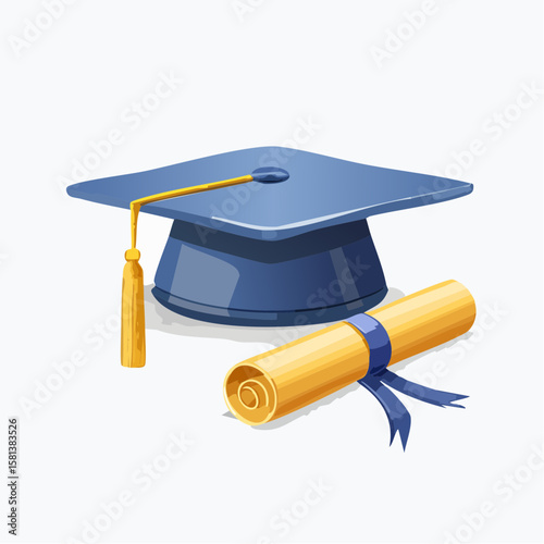 graduation cap and diploma