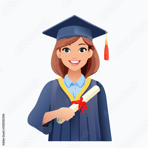 female graduate with diploma