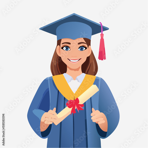 female graduate with diploma