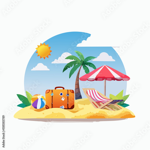 summer holiday background with palm trees