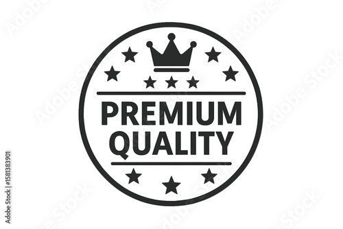 Premium Quality Label. Best Quality Flat Vector Badges. Premium Icon with Crown and Stars. Round Label with Three Levels of Quality. VIP Icon in Flat Design.
