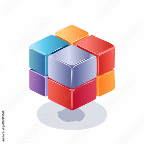 colorful cubes isolated on white