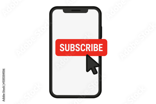 Smartphone with Subscribe Button Icon. Mobile App Interface for Online Service Subscription, Social Media Marketing, Newsletter Signup, Video Channel, Blog Notification Concept