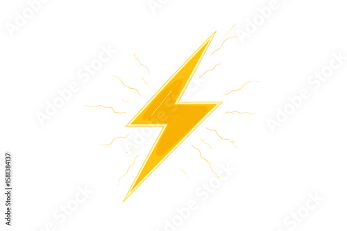 Electricity Thunderbolt Icon. Golden Lightning Flash Symbol. Fast Power Energy Sign. Speed, Electric Shock, Voltage, High Energy Concept. Vector Illustration on Transparent Background.