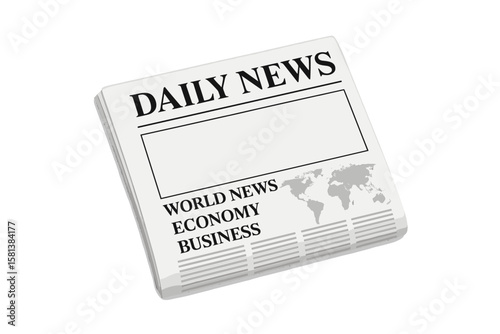 Vector mock up daily newspaper template with copy space for headlines. World news, economy, business article. Tabloid press media illustration for information and communication.