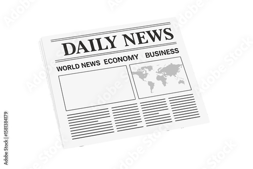 Vector mockup of daily newspaper template with world news, economy, business headlines, copy space for text, modern newspaper design layout, media publication concept