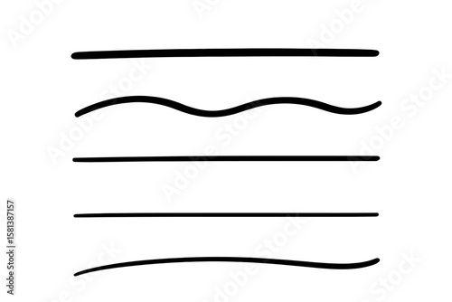 Hand drawn underline vector set. Black marker strokes and highlighting lines for text. Brush, pen, and pencil marks. Scribble, grunge, and wavy dividers for graphic design.