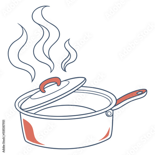 A steaming pot of food being cooked in a kitchen vector