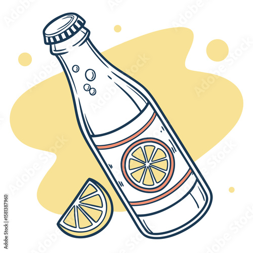 A refreshing lemonade bottle with a citrus slice vector