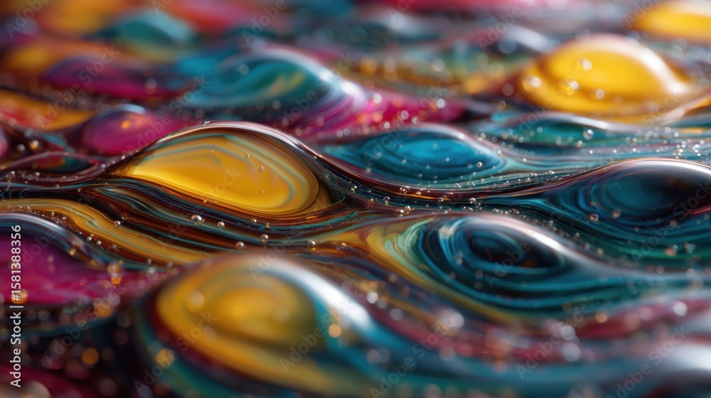 Fototapeta premium Undulating Fluid Surface Like Colored Glass