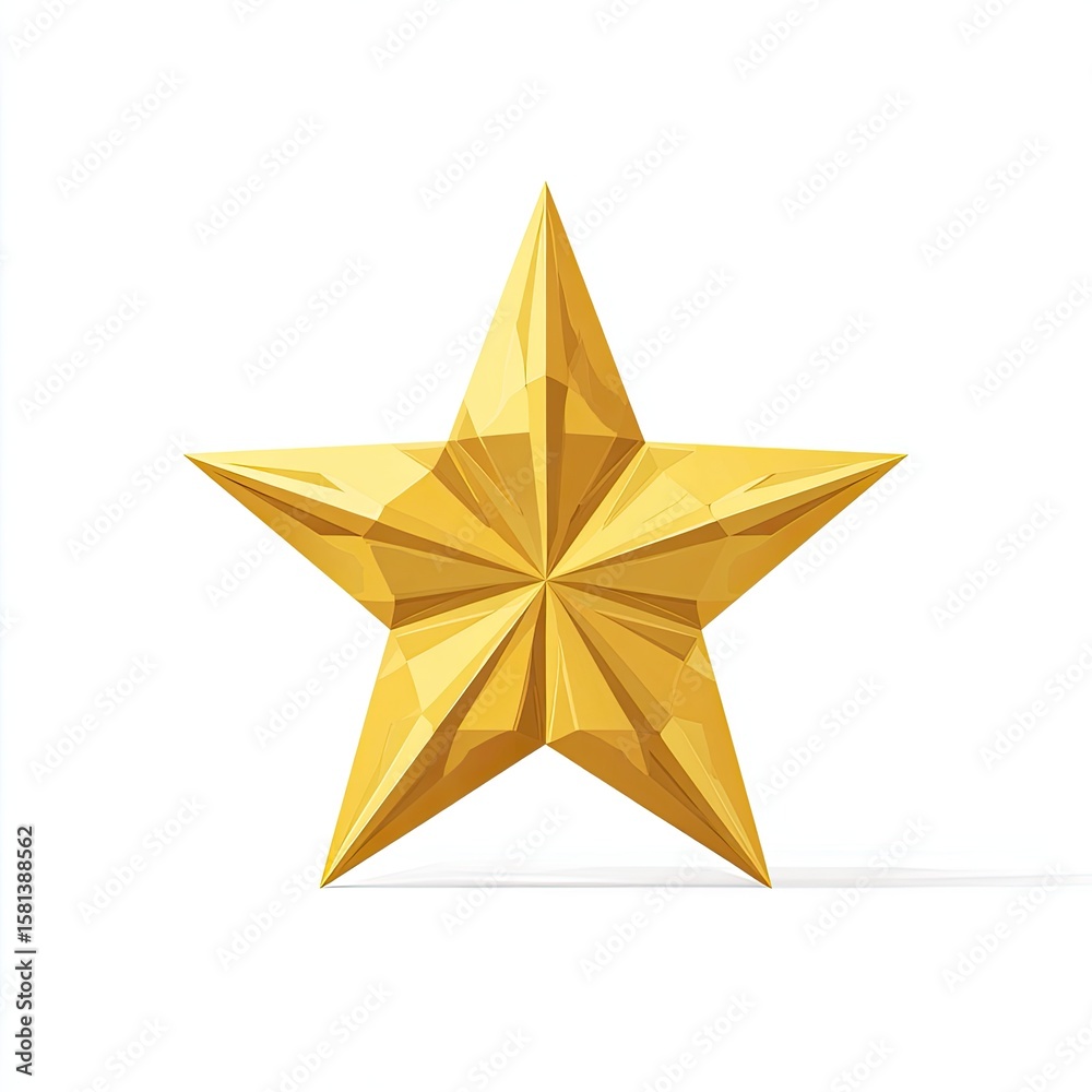 Obraz premium Flat golden Christmas star on white background, simple icon design
