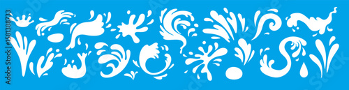 Set flat milk splash. Vector illustration. Design elements. Isolated vector shapes. Vector 10 eps.