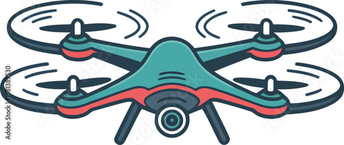 Modern Drone With Camera Flying Illustration Representing Technology Aerial Photography Innovation Surveillance Delivery Remote Control And Smart Gadget Concept

