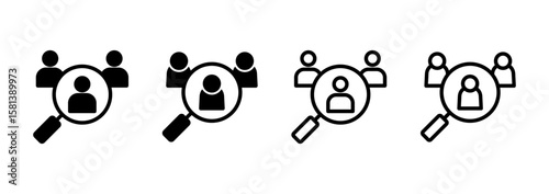 Hiring icon logo design. Search job vacancy sign and symbol. Human resources concept. Recruitment