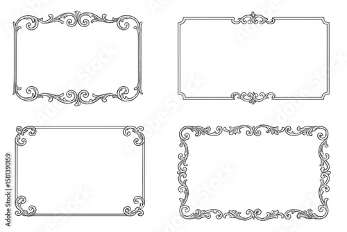 Vintage elegant decorative border collection, perfect for certificates, invitations, document decoration, enhancing professional and creative design projects with classic ornamental frames