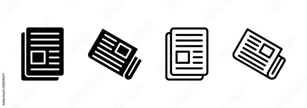Fototapeta premium Newspaper icon logo design. news paper sign and symbolign