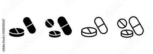 Pills icon logo design. capsule icon. Drug sign and symbol