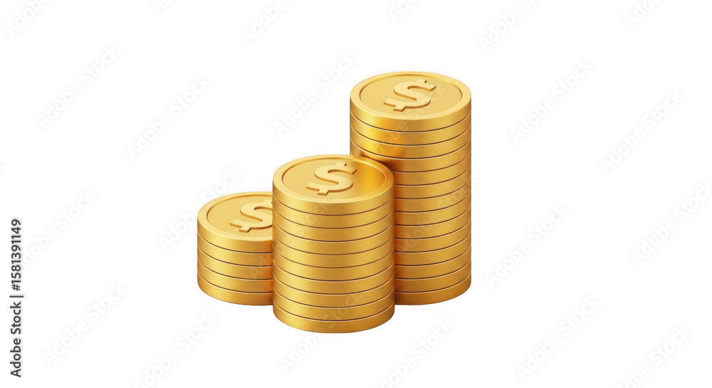 Growing stacks of golden coins representing financial success and wealth accumulation strategy Growing stacks of golden coins representing financial success and wealth accumulation strategy