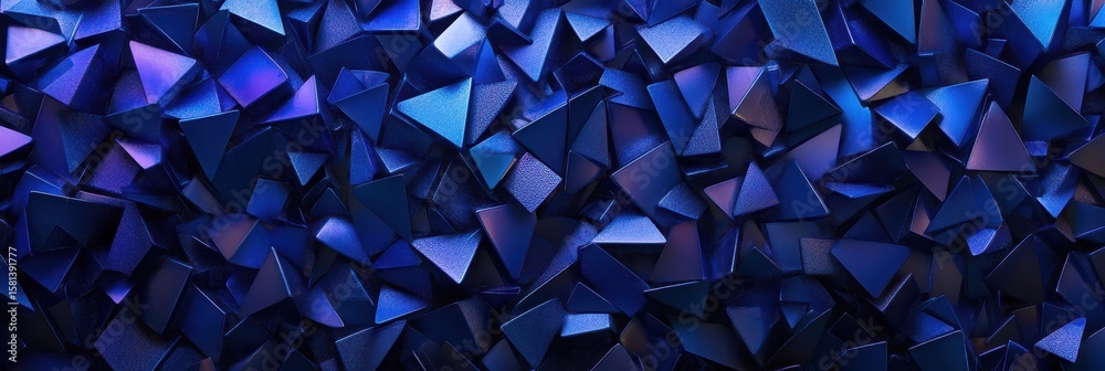 Obraz premium Chaotic triangular grid with vibrant blue gradients