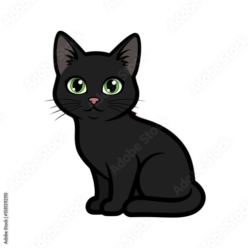 Cartoon Black Cat Illustration