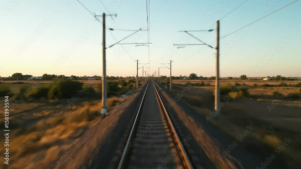 Endless Train Tracks Forward View Rural Landscape Travel Motion Blur Endless Train Tracks Forward View Rural Landscape Travel Motion Blur