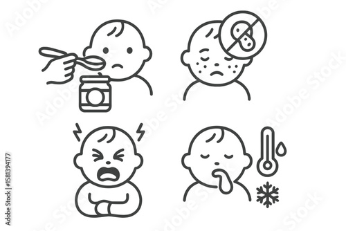 Heavy industry mining construction vehicle line icon set. Vector pictograms of crusher, drill, loader, bulldozer, excavator, dragline, crane thin linear illustration.