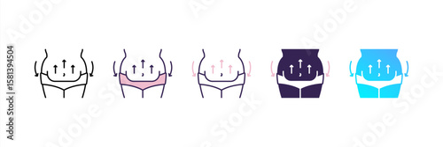 Liposuction icon set multiple style collection