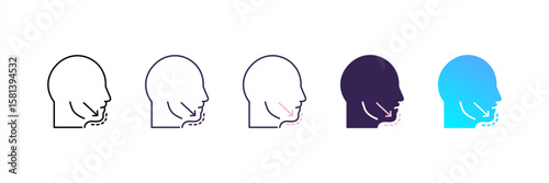 Chin Augmentation icon set multiple style collection