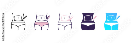 Tummy Tuck icon set multiple style collection