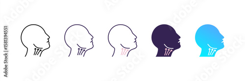 Neck Lift icon set multiple style collection