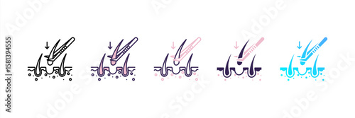 Hair Transplant icon set multiple style collection