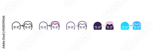 Hair Transplant icon set multiple style collection