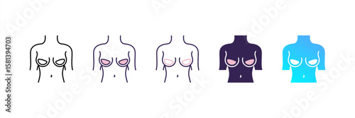 Breast Implant icon set multiple style collection