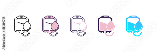 Blood Bag icon set multiple style collection