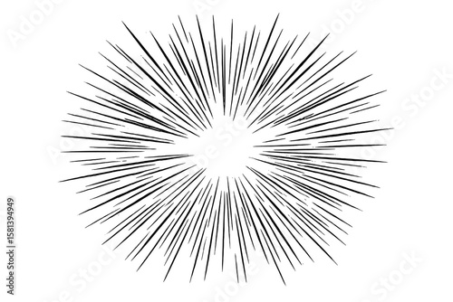 Comic action line burst effect concentration speed explosion motion dynamic radial rays center transparent png vector illustration speed lines comic style energy impact fast