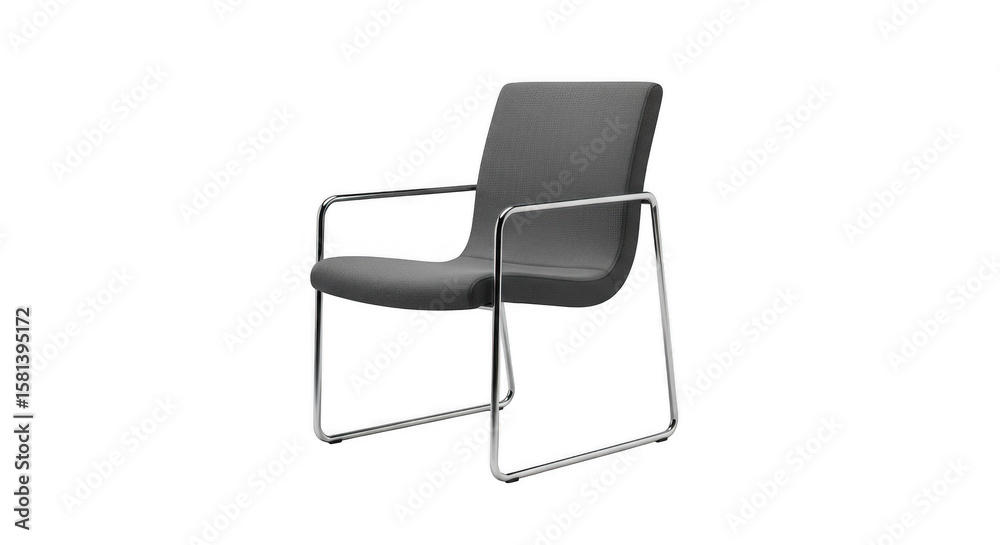 Fototapeta premium Modern grey upholstered office meeting chair with chrome cantilever legs