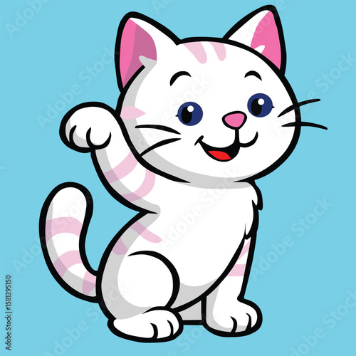 Illustration of a cat showing cute and adorable movements.